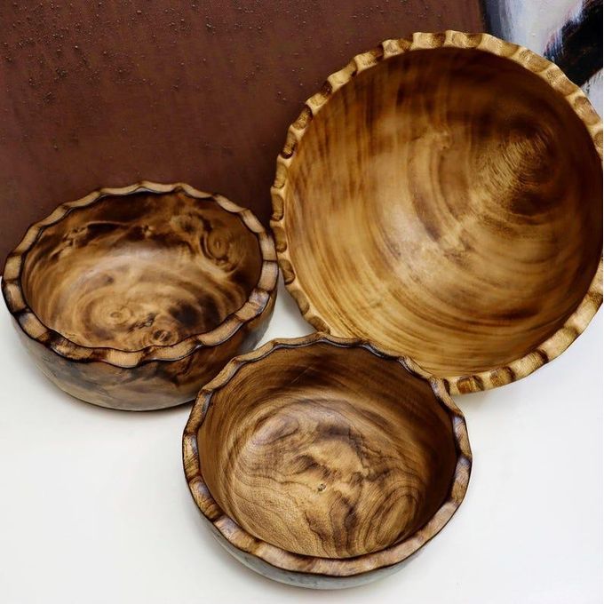 3 In 1 WOODEN CRAFTED BOWLS