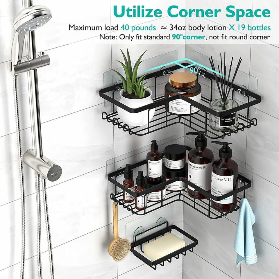 3pcs corner shower caddy  with soap dish