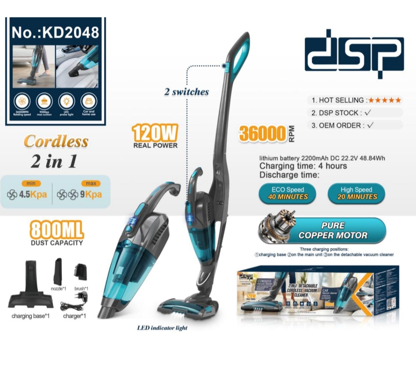 2 in 1 Detachable cordless Vaccum cleaner