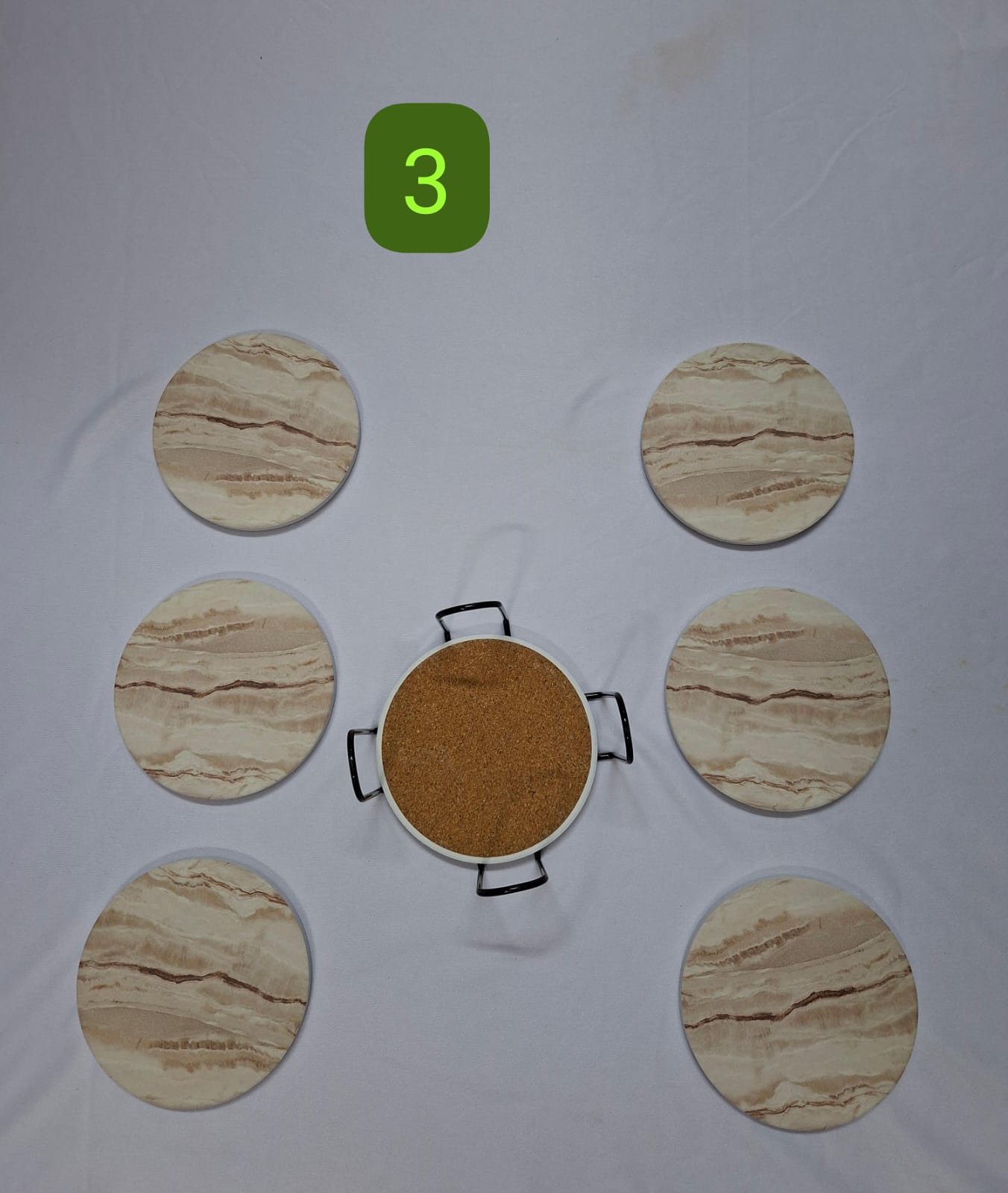 6 Pcs Marble Style Ceramic Coasters