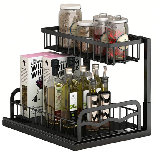 2 tier cabinet spice rack organizer
