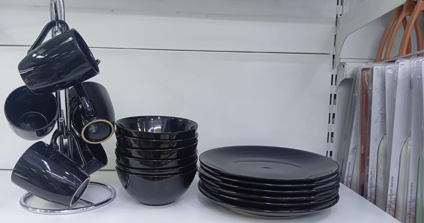 18pcs black themed  dinner set
