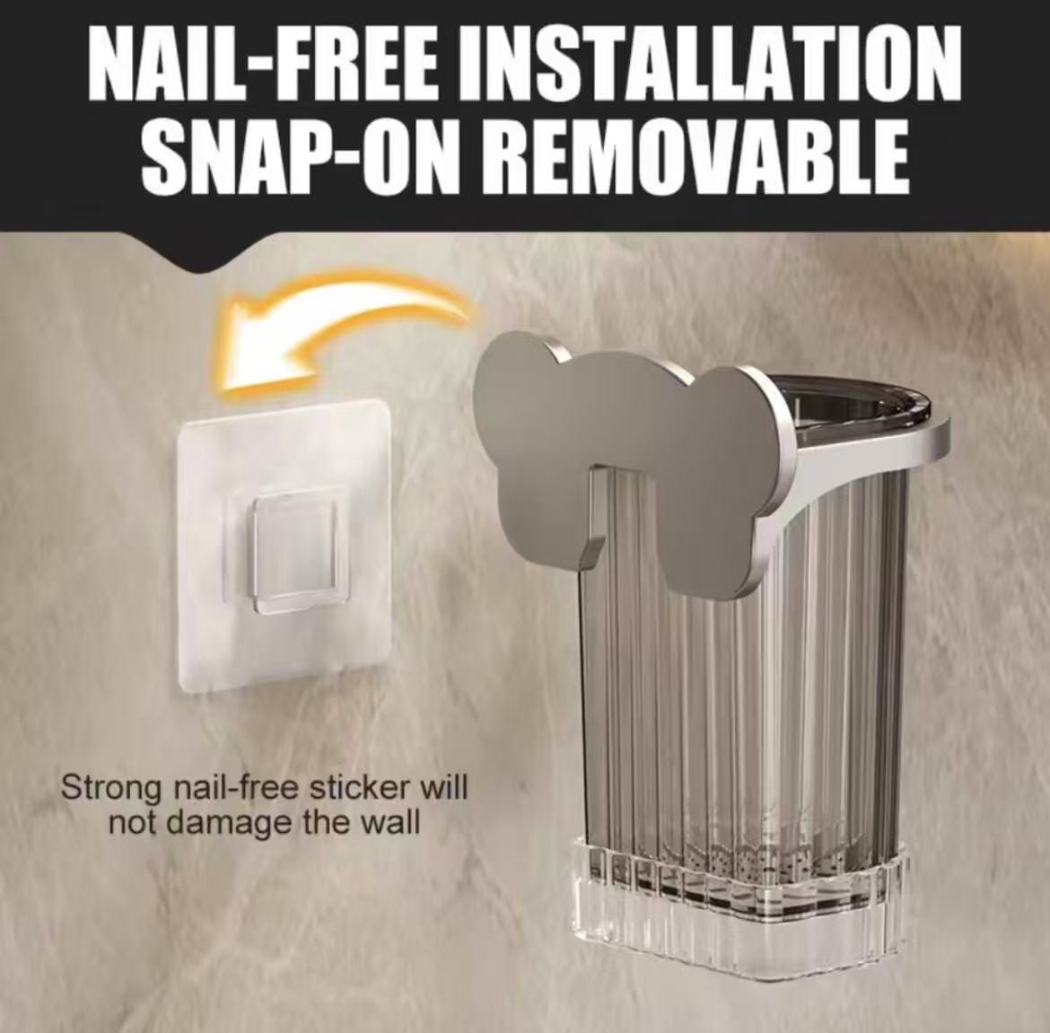 Wall Mount Toothbrush Holder & Bathroom Organizer .