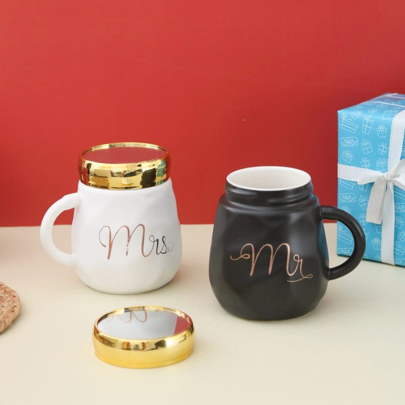 Fancy couple cups branded Mr Mrs King queen