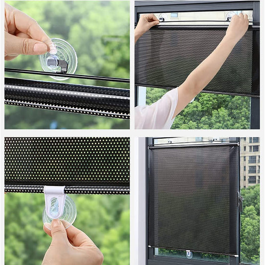Retracting black out window blinds