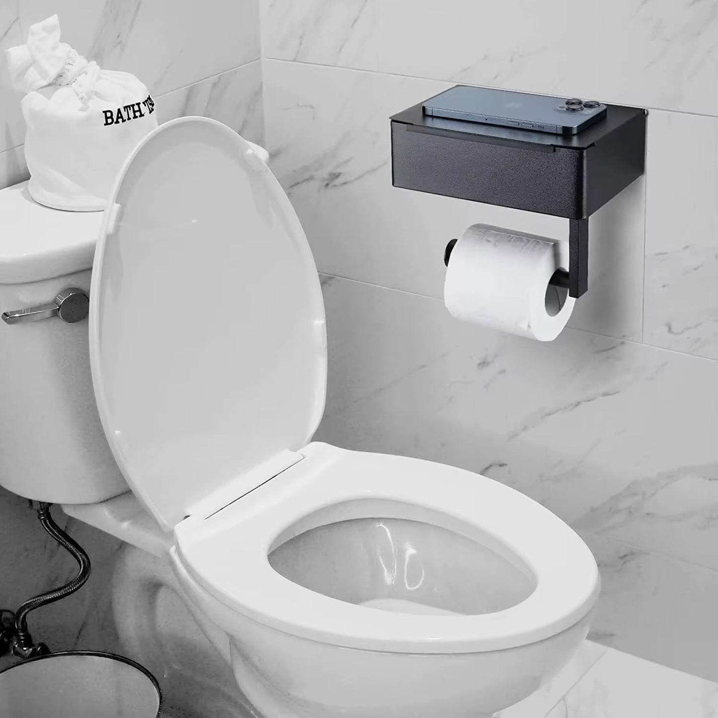 Stainless steel roll paper rack/ Tissue holder/ Toilet paper holder with storage box