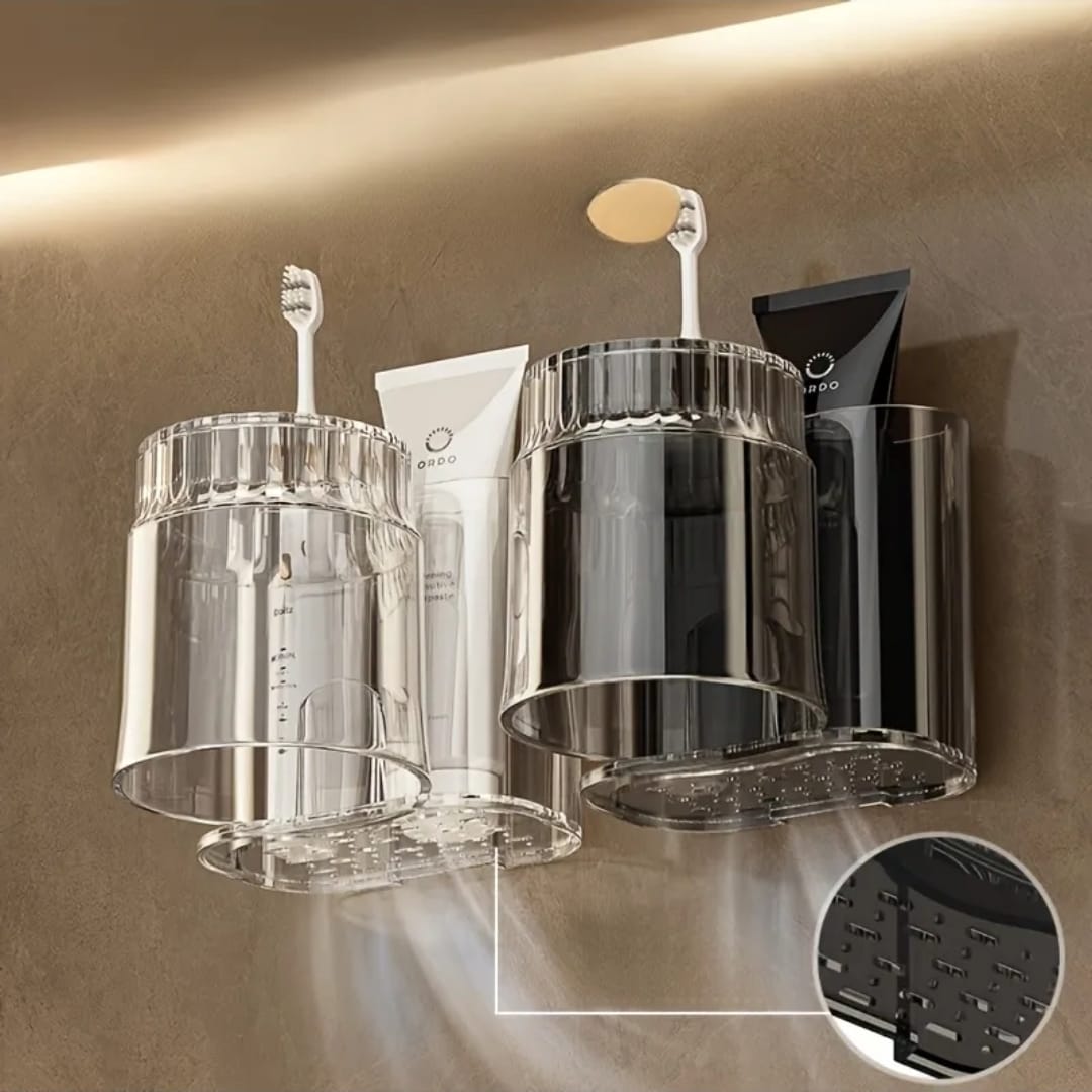 Wall-mounted toothbrush holder with gargle cup