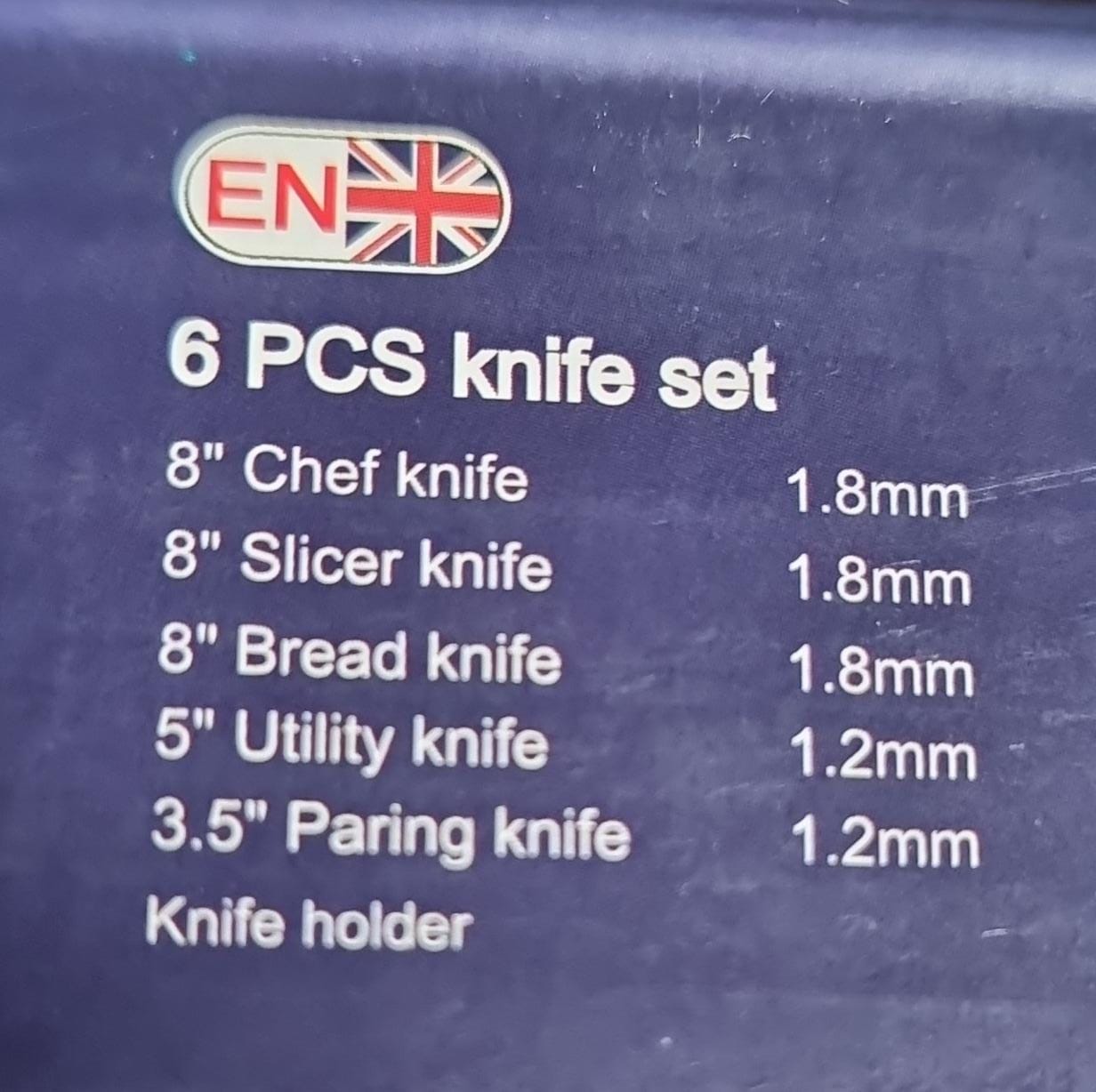 German standard Gottiny or Bonappetit brand 6pc knife set with magnetic block holder