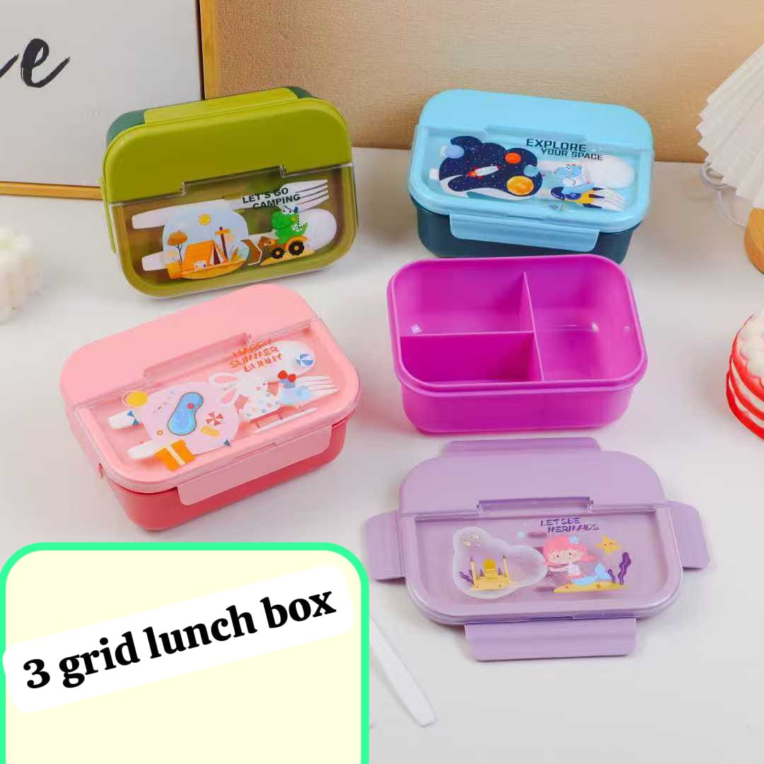 3 Compartment Lunch Box for Kids, Big Lunch Box with Spoon and Fork, Container Lunch Box back to school Lunch box Container, snack Box for school, work