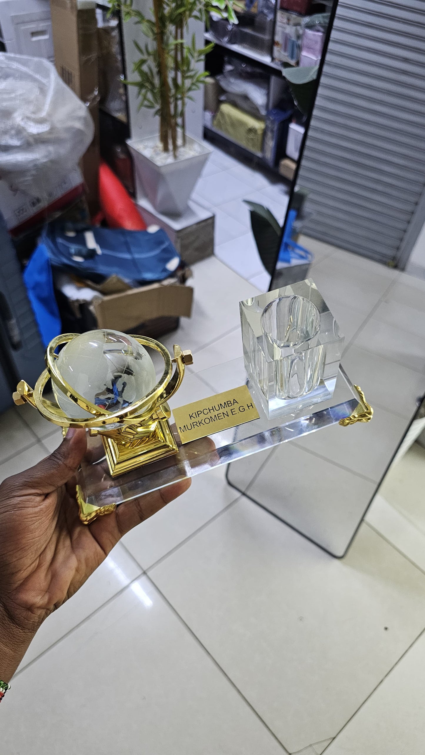 GLOBAL EXECUTIVE CRYSTAL DESK ORGANIZER