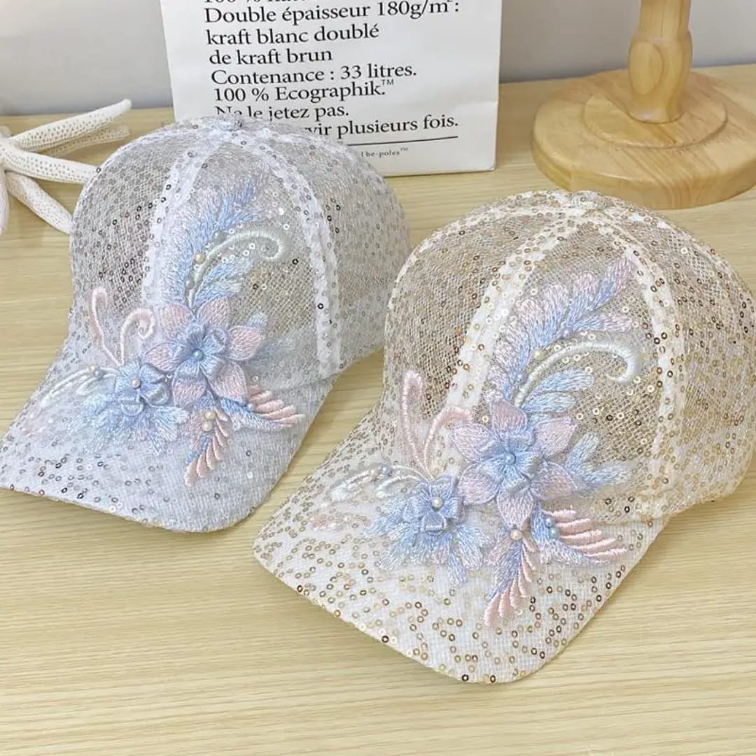 New Summer Lace Baseball Cap Mesh Embroidered Flowers Sunscreen Hat Breathable Rebound Cap For Women Girls