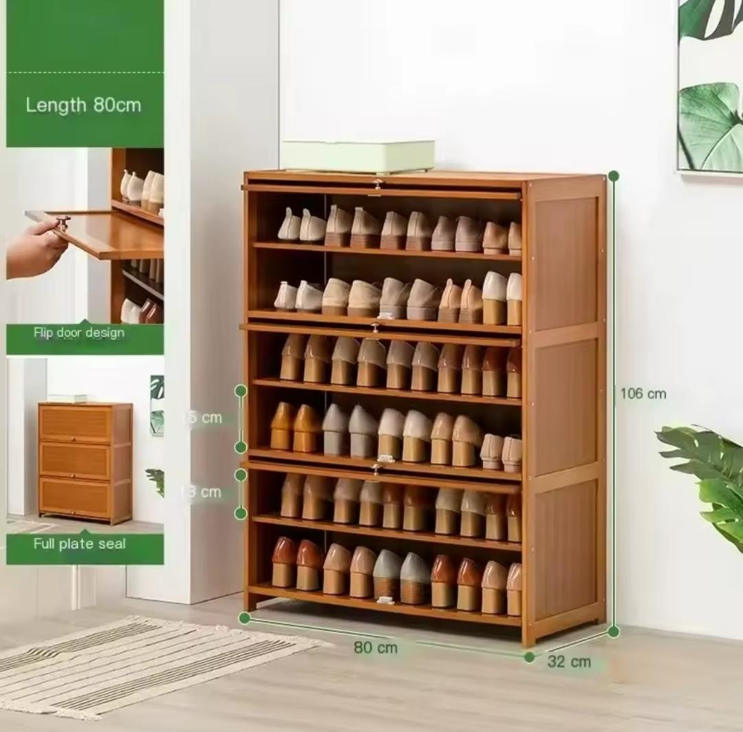 Flip side Bamboo shoe cabinet/storage shelf