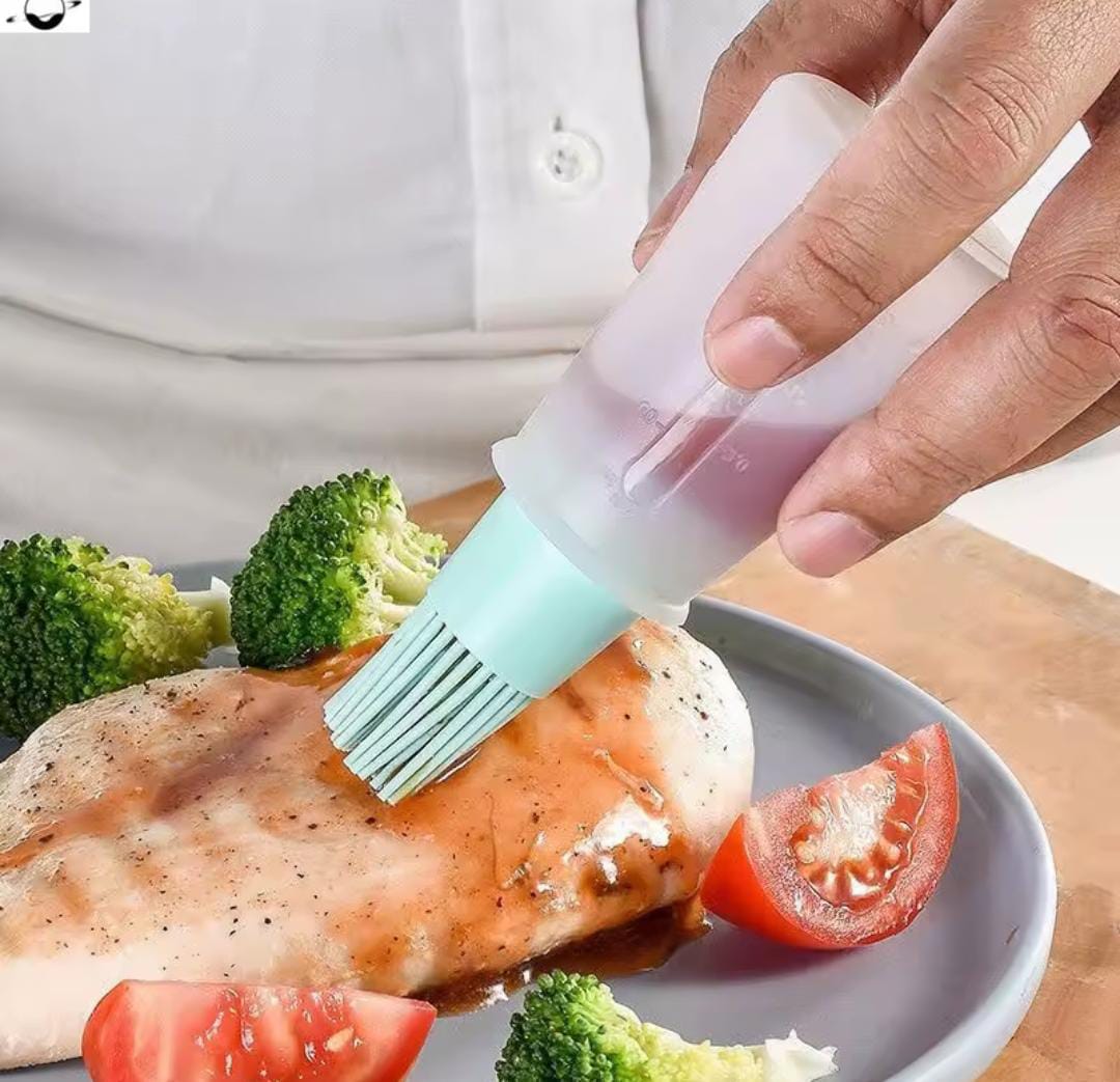 Heat resistant oil dispenser with brush