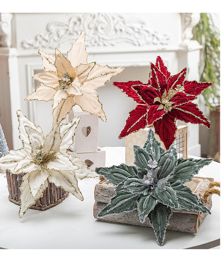 Artificial Flowers  Christmas Flower Pendant New Simulation Pattern Diy Red Multi Layered Christmas Tree Decoration