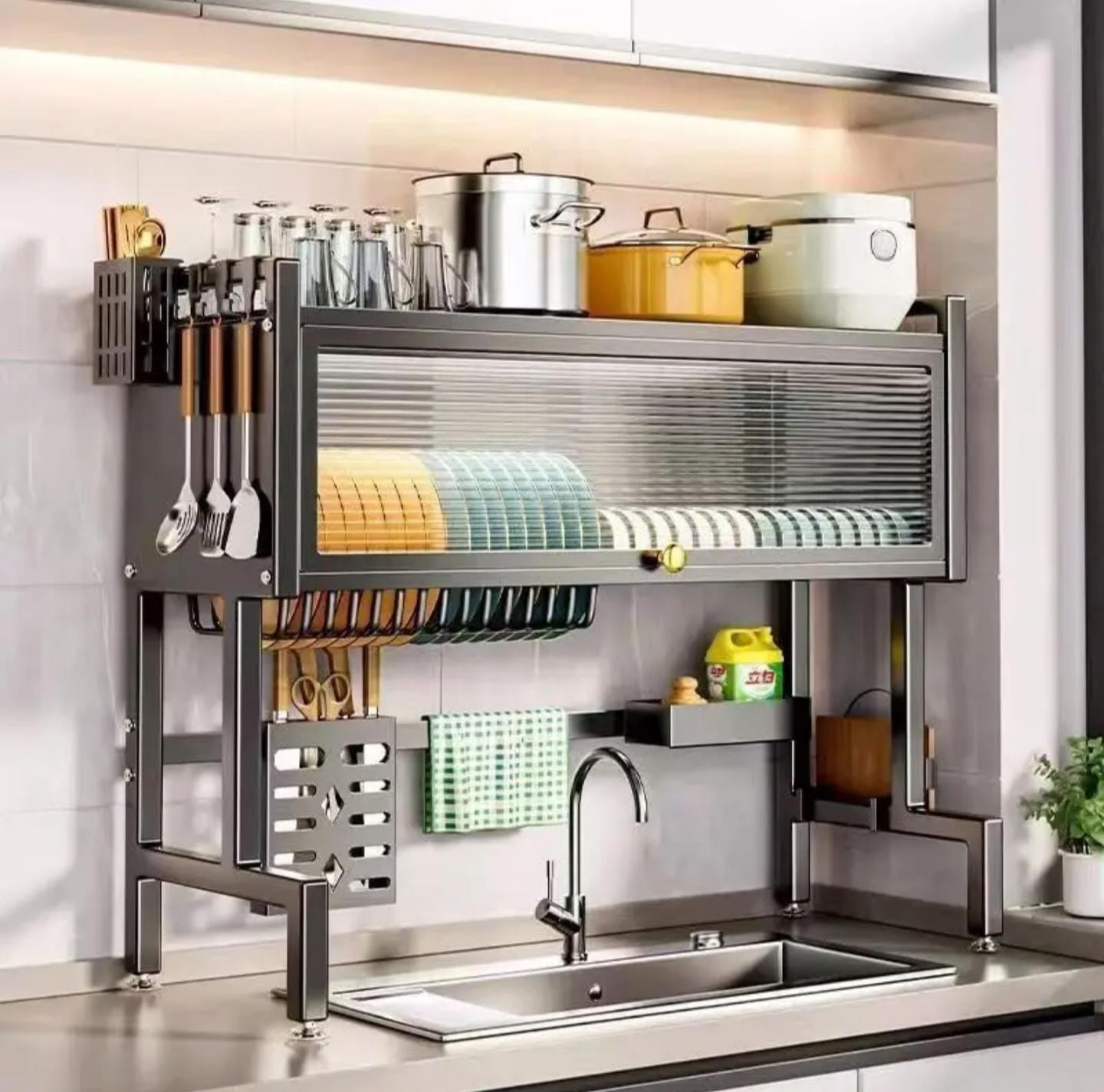Over the sink dish drainer