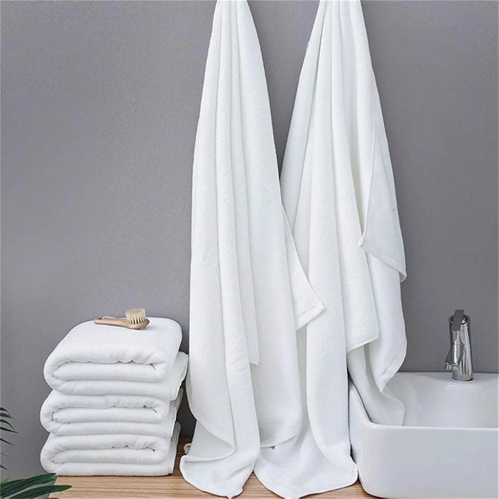 Camel White Large Bath Towel