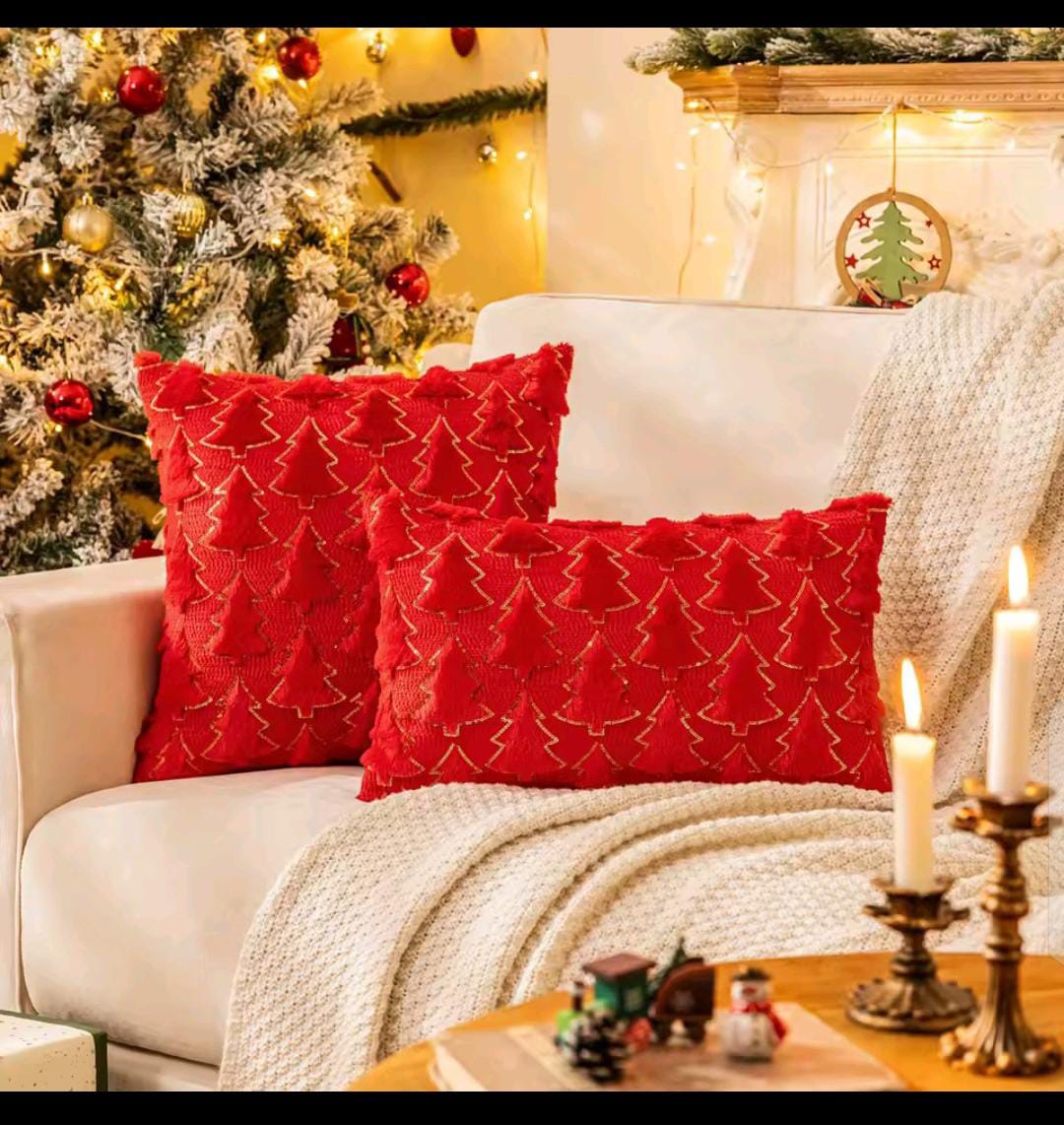 Christmas Tree Glitter Plush Cushion Cover Home