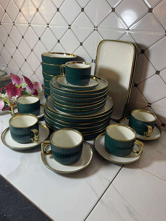 Gold realm green Dinner set