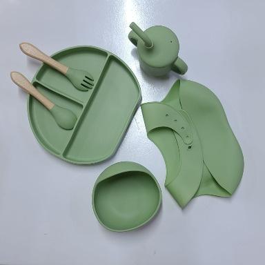 Silicone Baby Feeding Set with Suction Plate Bowl Bib Spoon Fork Cup | Food Grade BPA Free Baby Feeding Set for Self Feeding