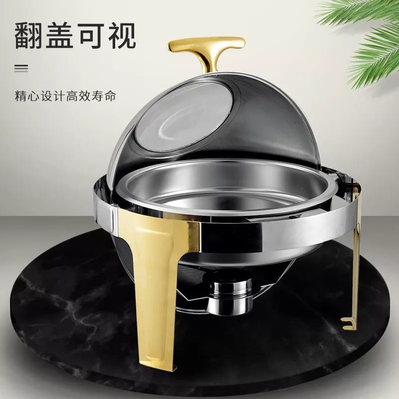 Chaffing dish with gold stands