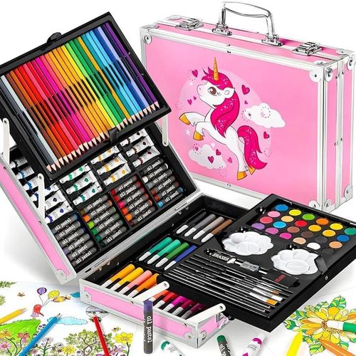 Professional 145-Piece Art Set with Foldable Case for Kids and Adult