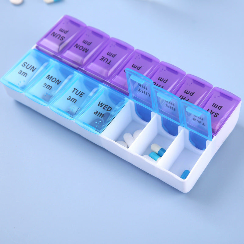 7 days Pill Box organizer Practical pill box for a week with 14 days compartments (morning and evening)
