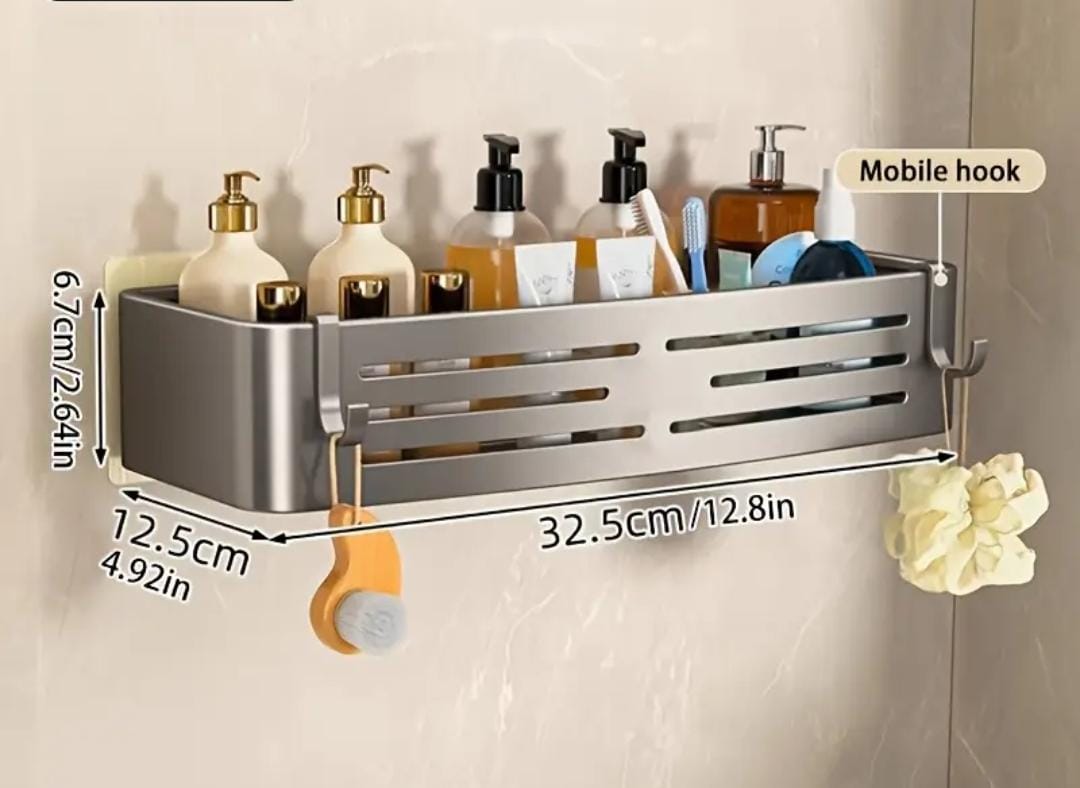 2pcs Aluminum wall mounted Bathroom Shelf Set
