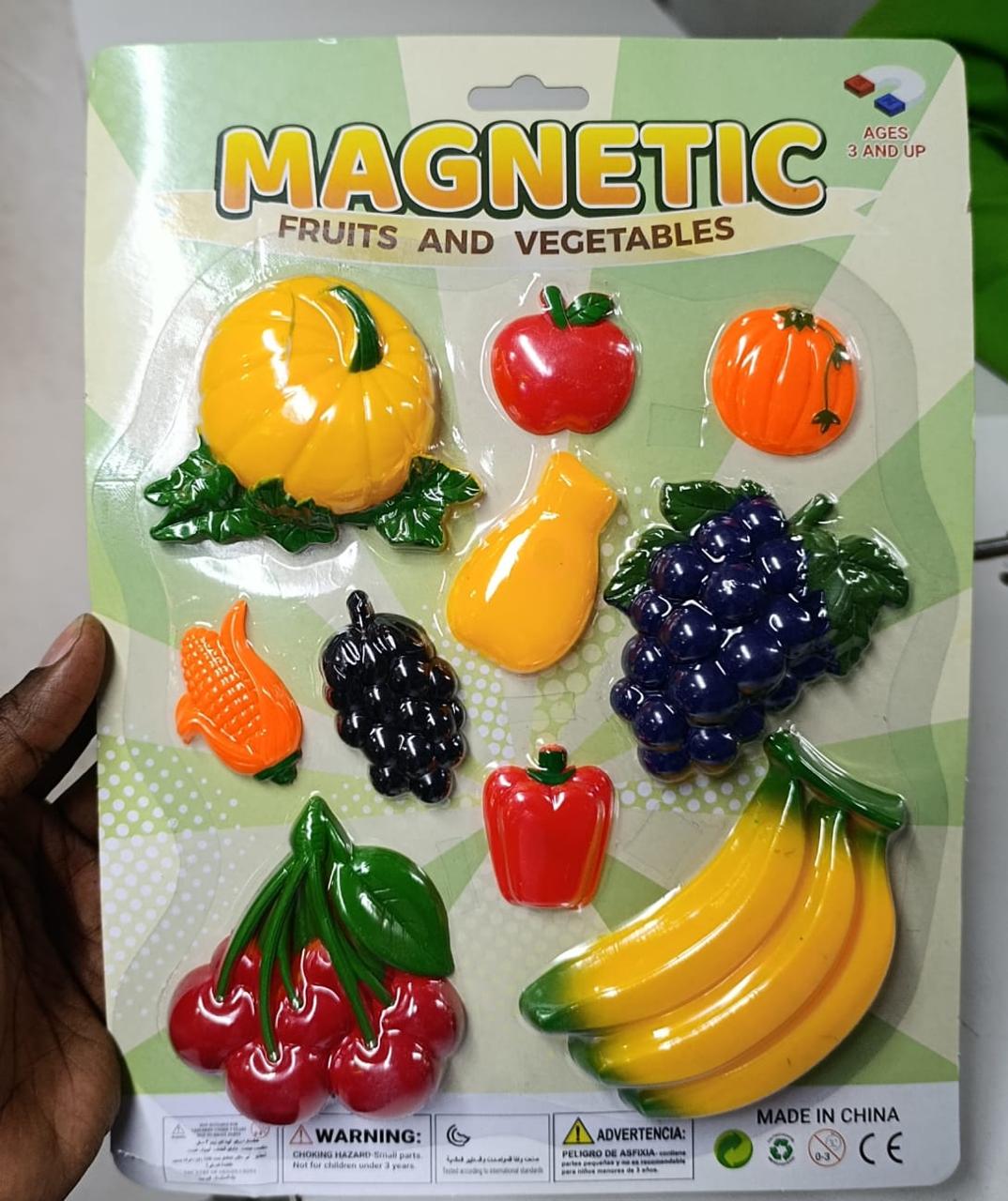 Sticker 10 piece Cute Decorative and Educational Magnetic Fruit  and vegetables Fridge Stickers/ Memo Holders