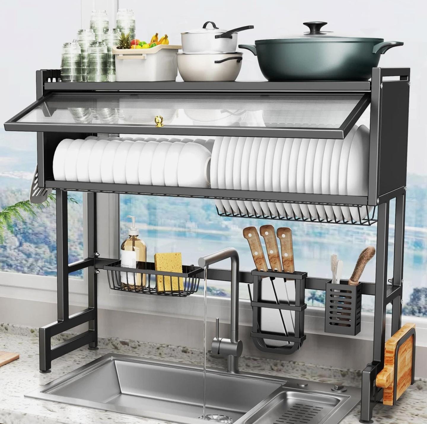 Over the sink dish drainer