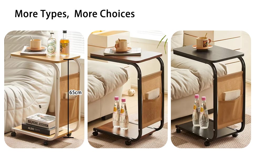 2 layer trolley side table with matching insert pocket