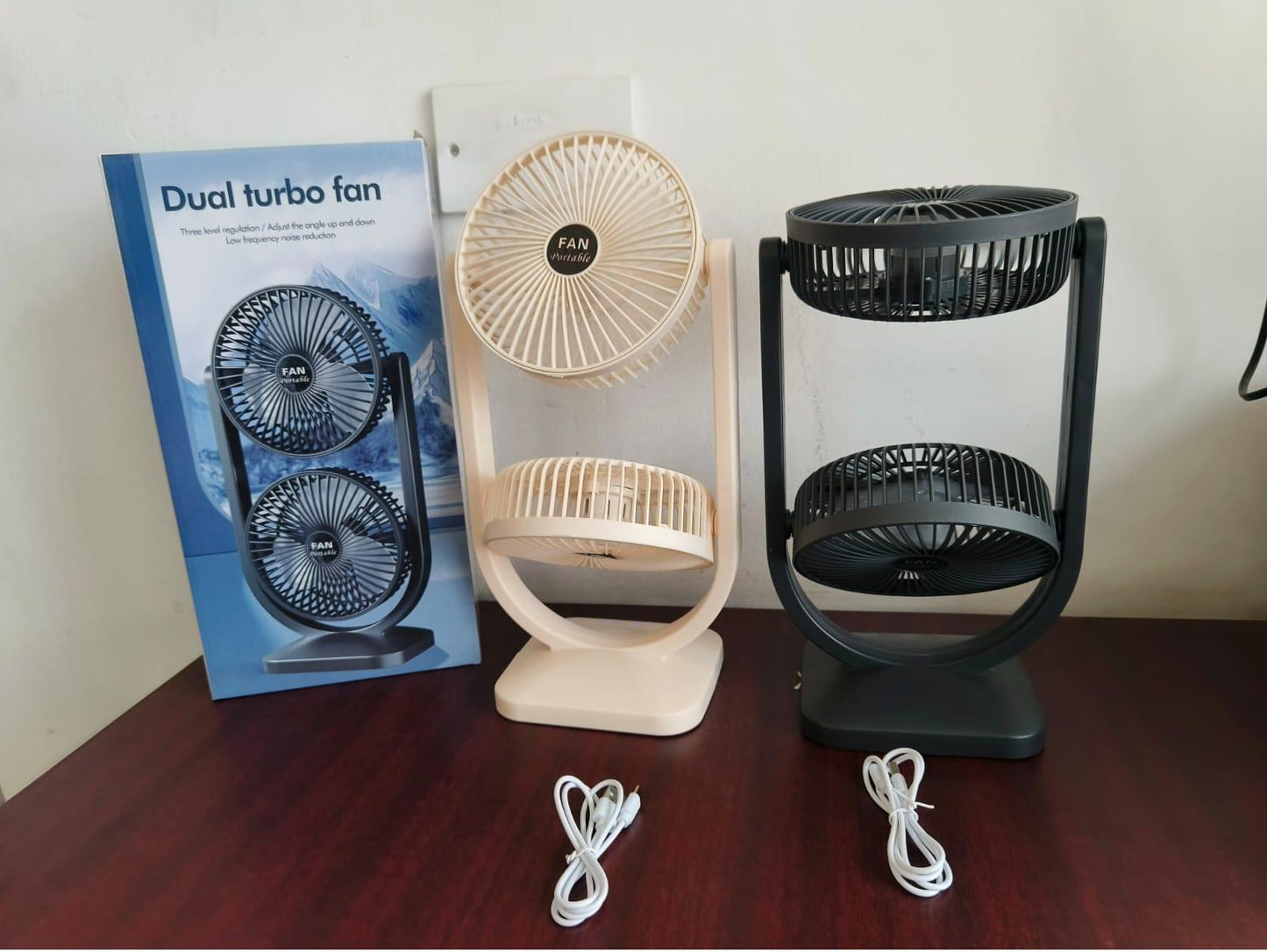 vertical double head 3 speed rechargeable Duo turbo fan