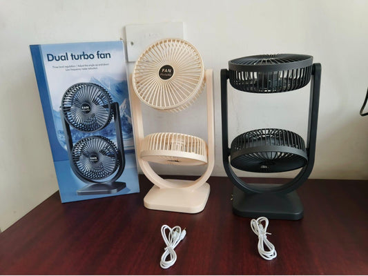 vertical double head 3 speed rechargeable Duo turbo fan