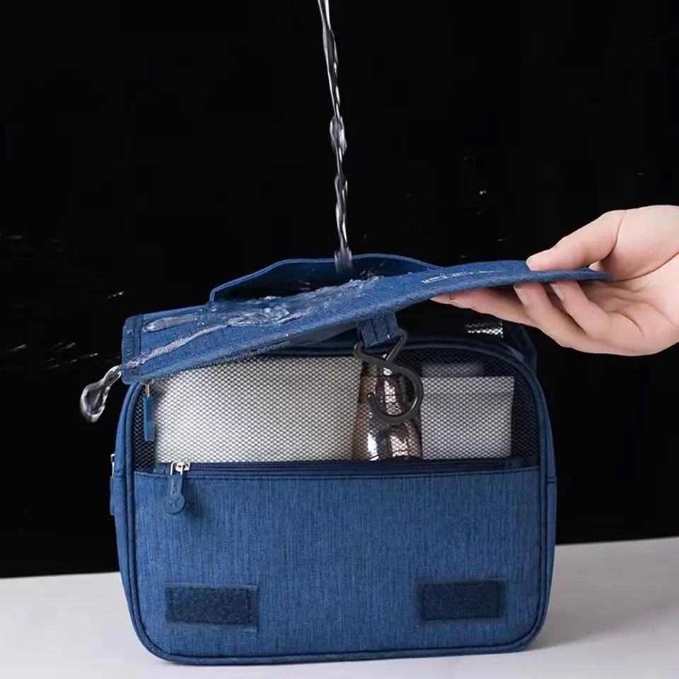 Portable cosmetic makeup toiletry bags with hooks