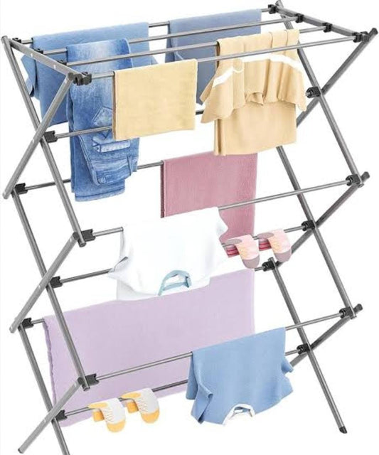 Foldable Clothes Drying Rack, a versatile, 3-tier laundry solution designed for both indoor and outdoor use.