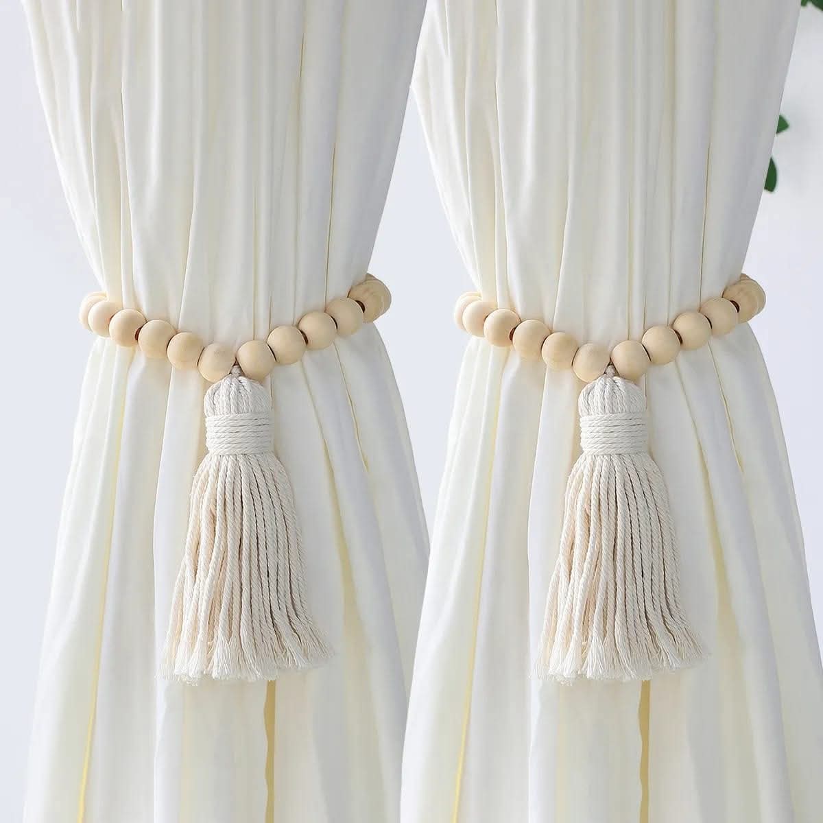 Macrame curtain  tiebacks with tassel