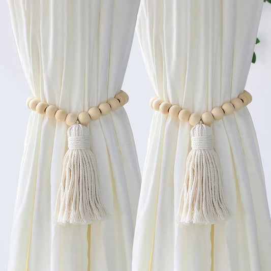 Macrame curtain  tiebacks with tassel