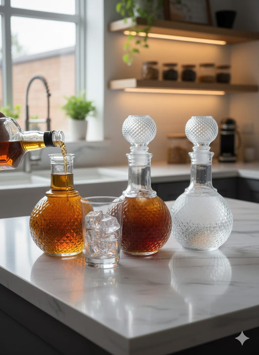 Diamond Quilted Round Glass Decanter