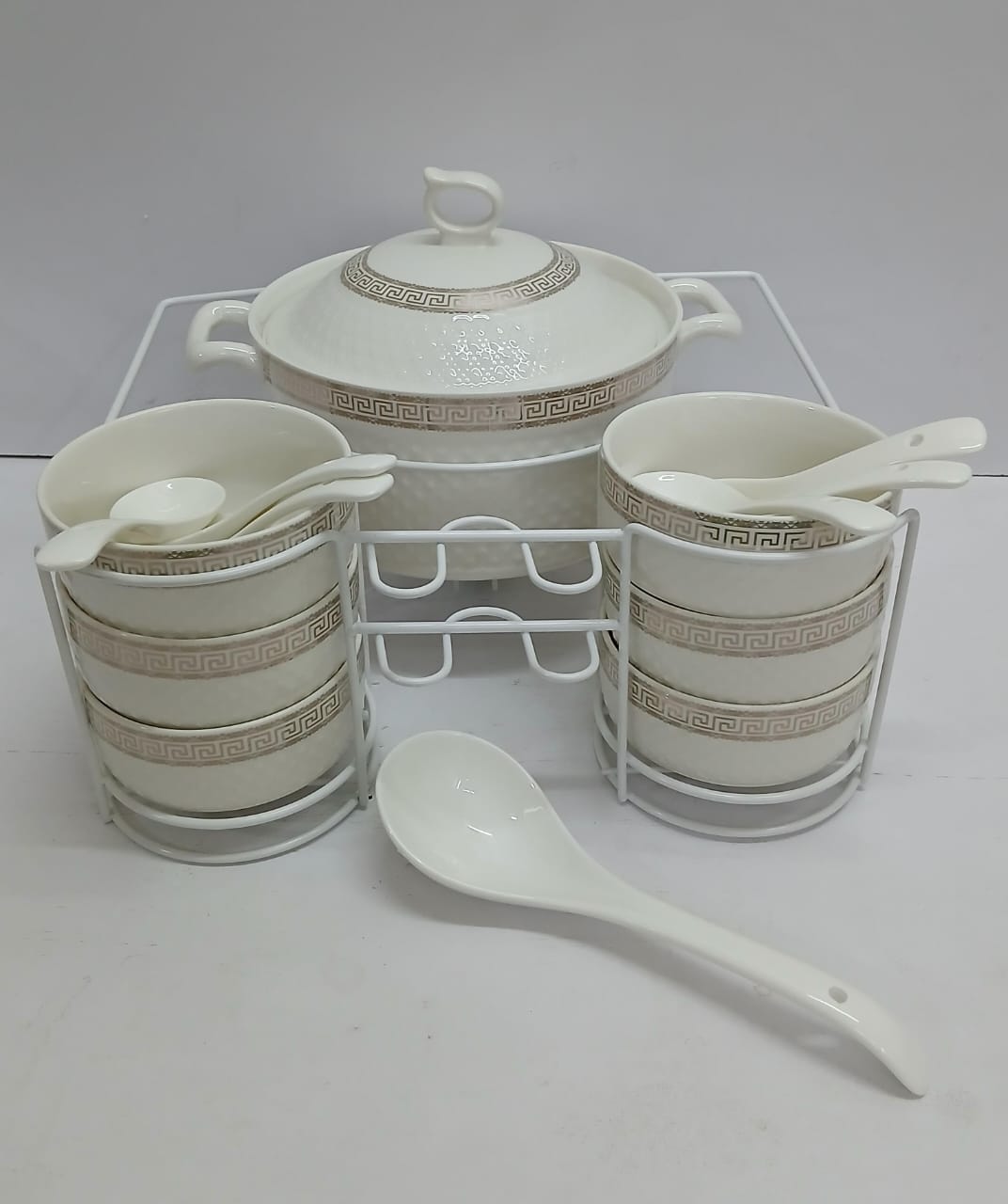 15PCS SOUP CEREMIC SET white