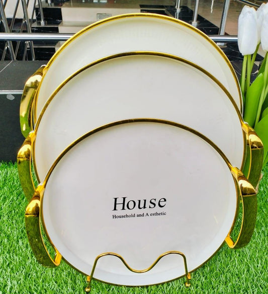 Round Tray with gold lining