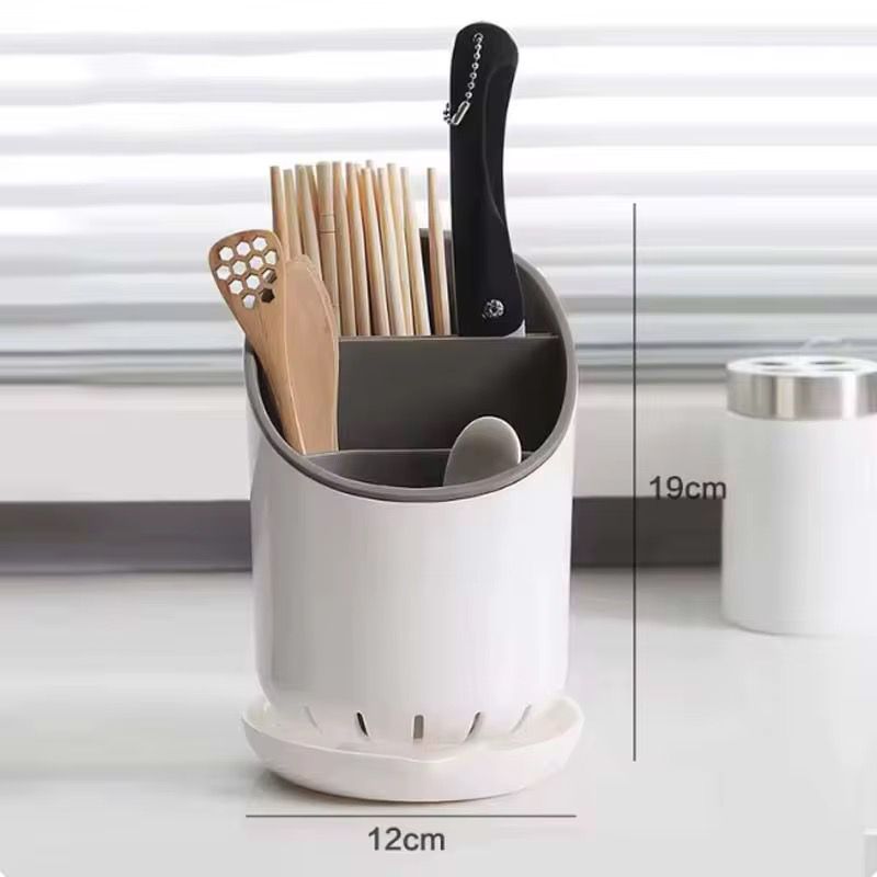 Cutlery drainer and organizer with safe knife slot