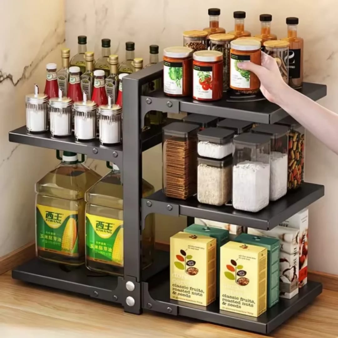 Multi-Layer Pot Storage Rack Adjustable Under Sink Pan Holders Kitchen Accessories Organizer Shelves Household Cabinet Racks