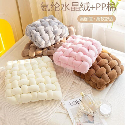 Scandinavian Ins Cushion Woven Pillow Square Plush Home Cushion Sofa Cushion Decorative Bay Window Cushion