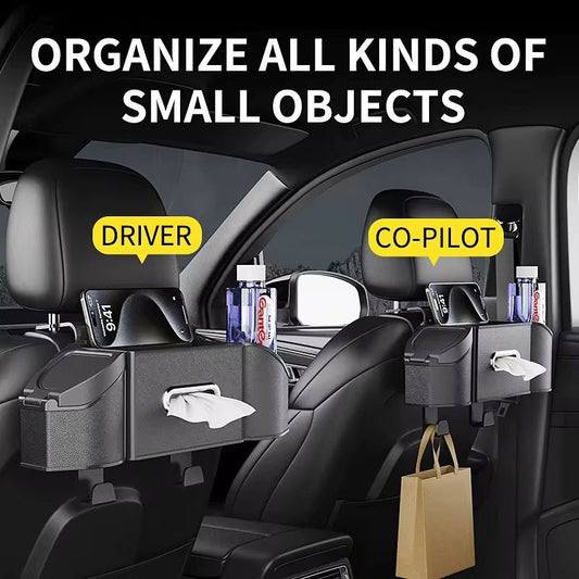 Multipurpose 7 in 1 vehicle/ car rear seat storage box with tissue cup holder