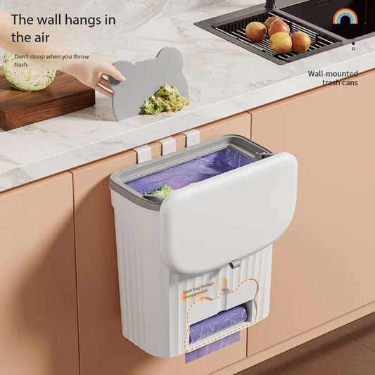 Wall-mounted trash cans with lid