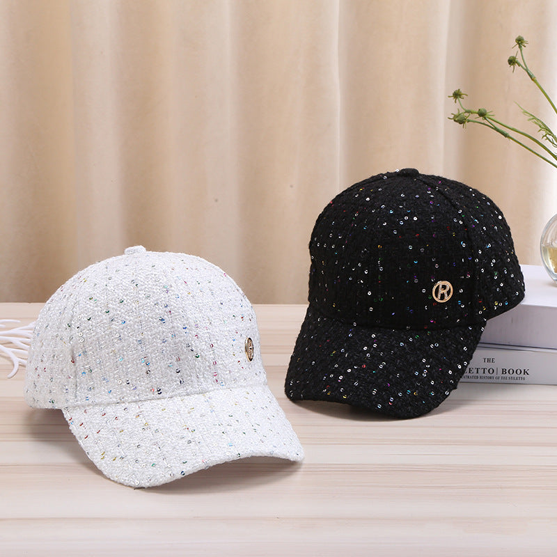 Korean Style Color Dot Fashion Visor Hat Spring Autumn Alphabet R Sequin Baseball Cap Adjustable Unisex Hat