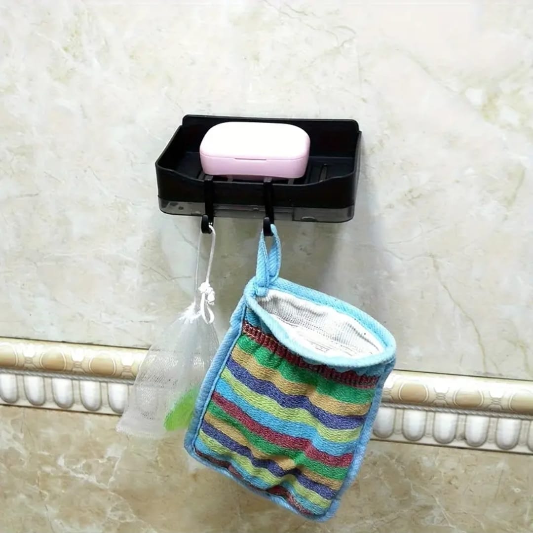 Soap dish with drain tray +2 hooks