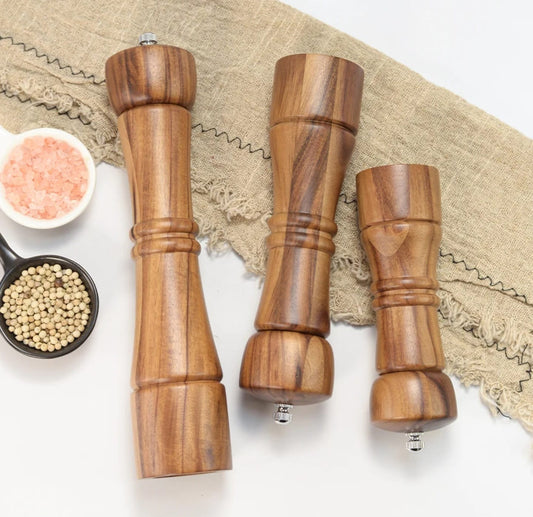 High quality Acacia wood Manual Salt and paper shaker mills.