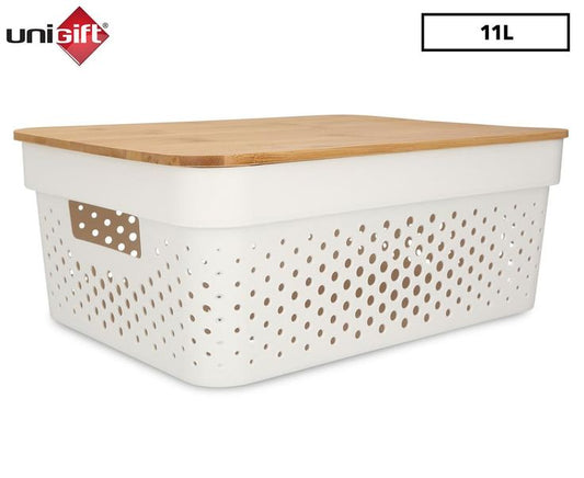 Medium size Modern Storage Basket with Bamboo Lid