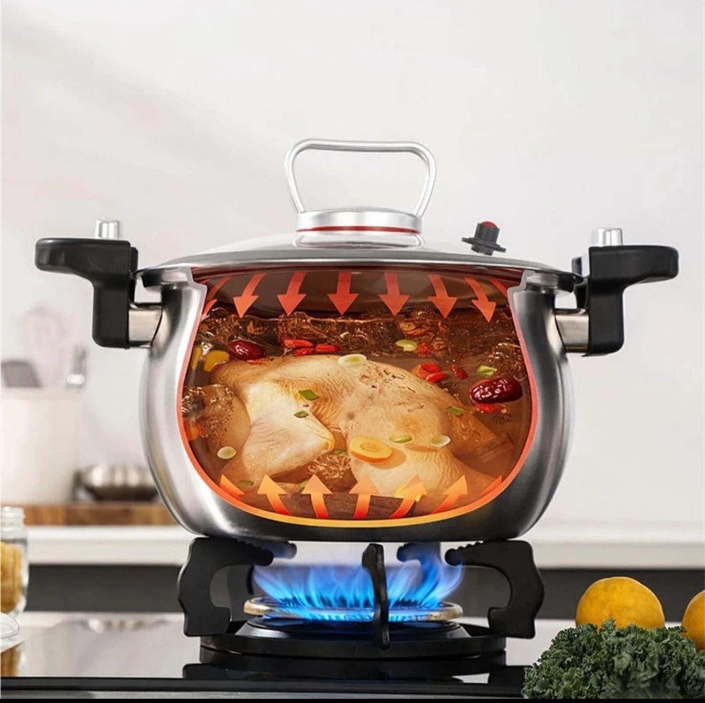 304 Triply stainless 2in1 multipurpose micro pressure cooker with a steamer pot.