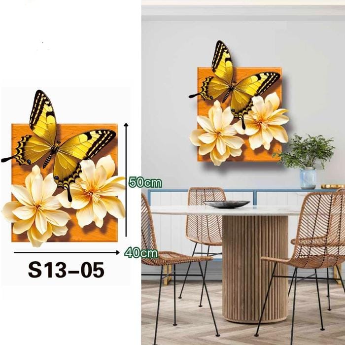 3D Wall Wallpaper Embossed Butterflies & Flowers (MIN 2 SHEETS)